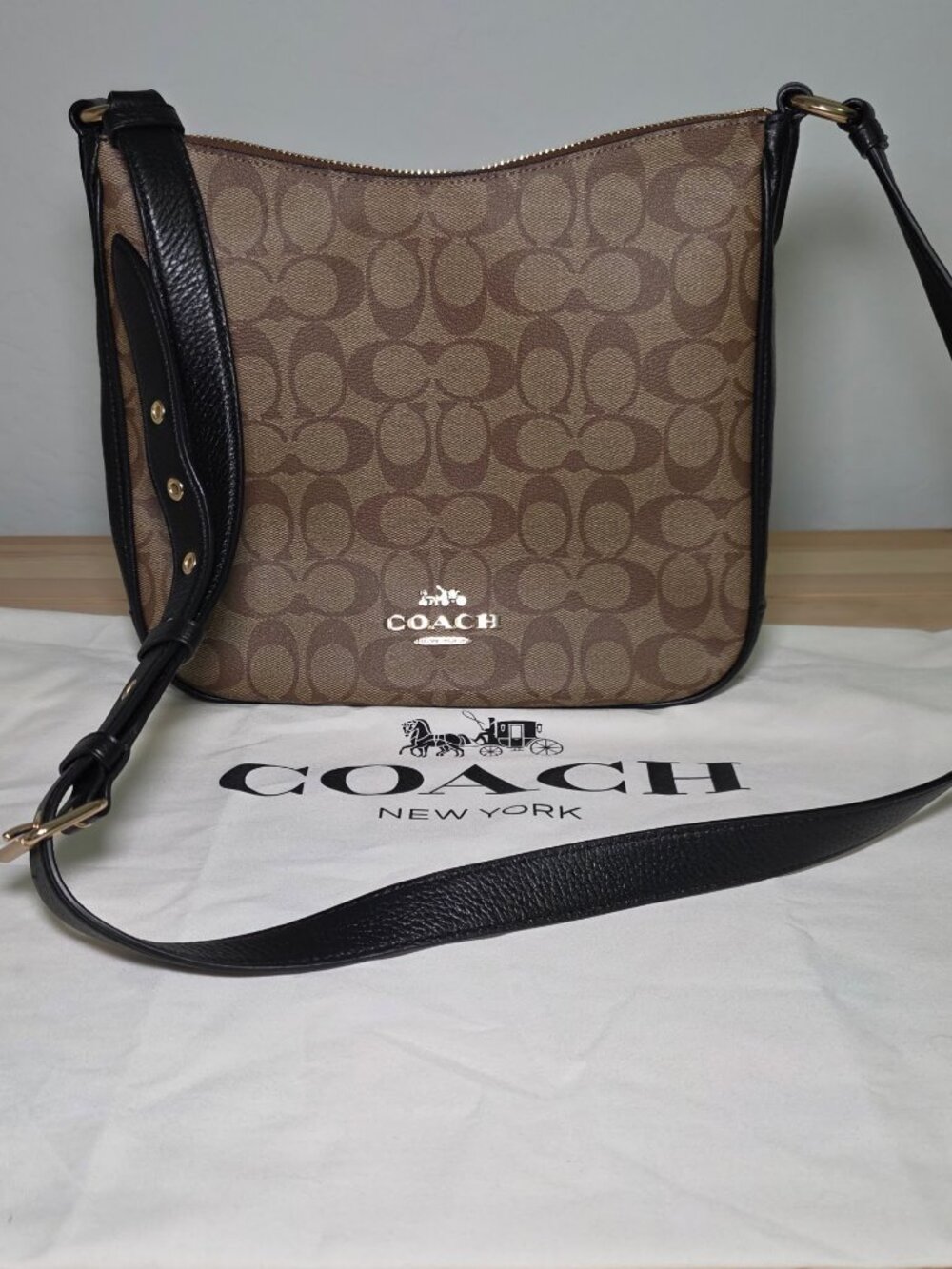 COACH Ellie File Crossbody Bag in Signature Canvas โ IM/Khaki BlackโจStyle #C1649